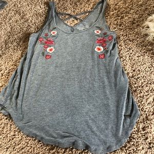 Gray Floral Hollister Top